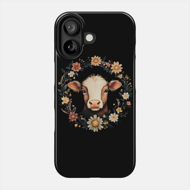 Adorable Cow Portrait – Cozy Farmhouse Animal Illustration Phone Case by TuncGK