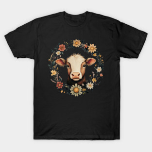 Adorable Cow Portrait – Cozy Farmhouse Animal Illustration T-Shirt