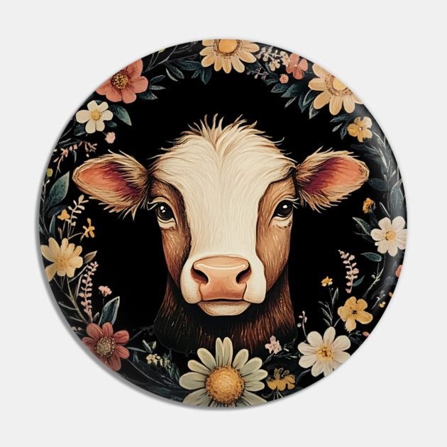Adorable Cow Portrait – Cozy Farmhouse Animal Illustration Pin by TuncGK