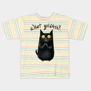Very Guilty-Looking Cat Says "What Goldfish?" funny design Kids T-Shirt