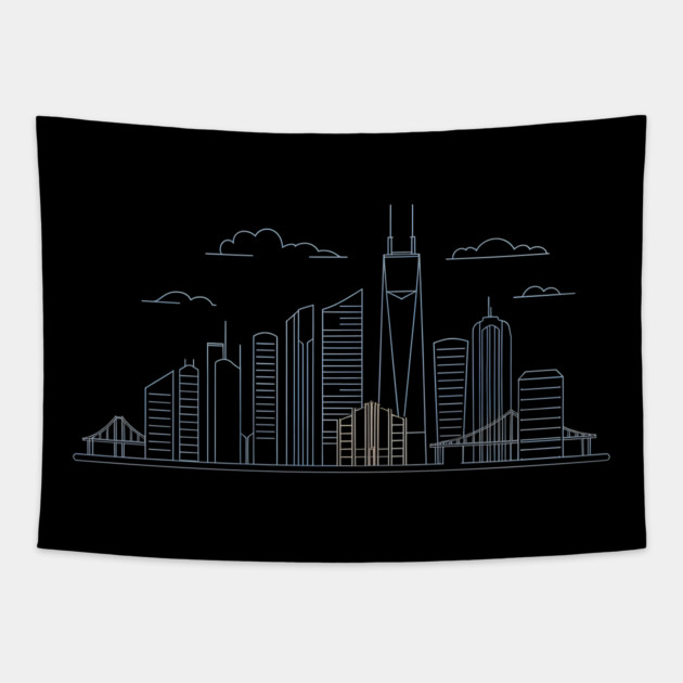 Minimalist Cityscape Tapestry by MakerMind8.2