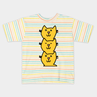 Funny Yellow Cat Face Stack Kids T-Shirt