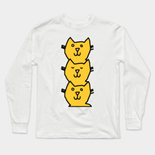 Funny Yellow Cat Face Stack Long Sleeve T-Shirt