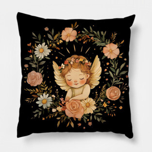 Cute Cupid Angel – Whimsical Love & Romance Illustration Pillow