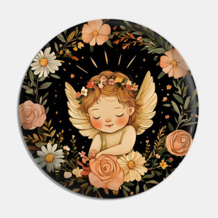 Cute Cupid Angel – Whimsical Love & Romance Illustration Pin