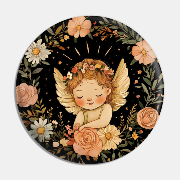 Cute Cupid Angel – Whimsical Love & Romance Illustration Pin by TuncGK