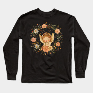 Cute Cupid Angel – Whimsical Love & Romance Illustration Long Sleeve T-Shirt
