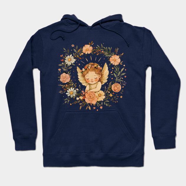 Cute Cupid Angel – Whimsical Love & Romance Illustration Hoodie by TuncGK