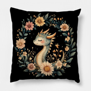 Enchanted Dragon Art – Mystical Mythology Illustration Pillow