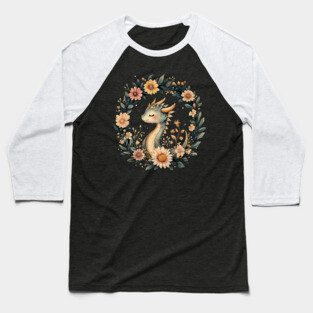 Enchanted Dragon Art – Mystical Mythology Illustration Baseball T-Shirt