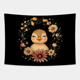 Adorable Duckling Illustration – Sweet Nature-Inspired Art Tapestry