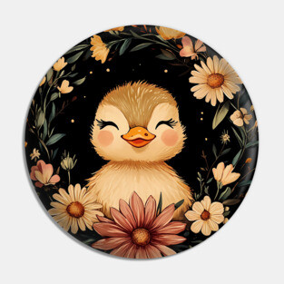 Adorable Duckling Illustration – Sweet Nature-Inspired Art Pin