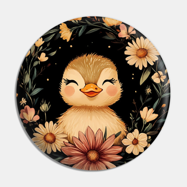Adorable Duckling Illustration – Sweet Nature-Inspired Art Pin by TuncGK