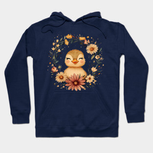 Adorable Duckling Illustration – Sweet Nature-Inspired Art Hoodie