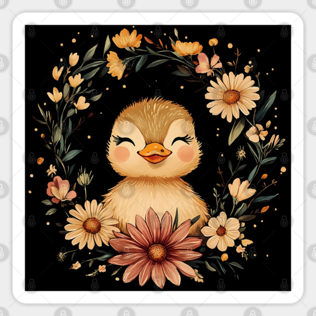 Adorable Duckling Illustration – Sweet Nature-Inspired Art Sticker by TuncGK