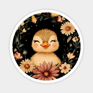 Adorable Duckling Illustration – Sweet Nature-Inspired Art Magnet