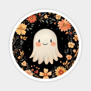 Cute Ghost Illustration – Spooky Minimalist Halloween Art Magnet