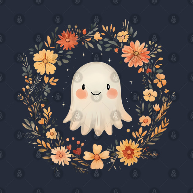 Cute Ghost Illustration – Spooky Minimalist Halloween Art by TuncGK