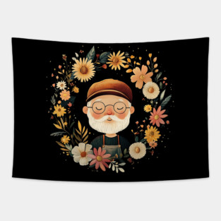 Cozy Grandpa Art – Heartwarming Vintage Illustration Tapestry