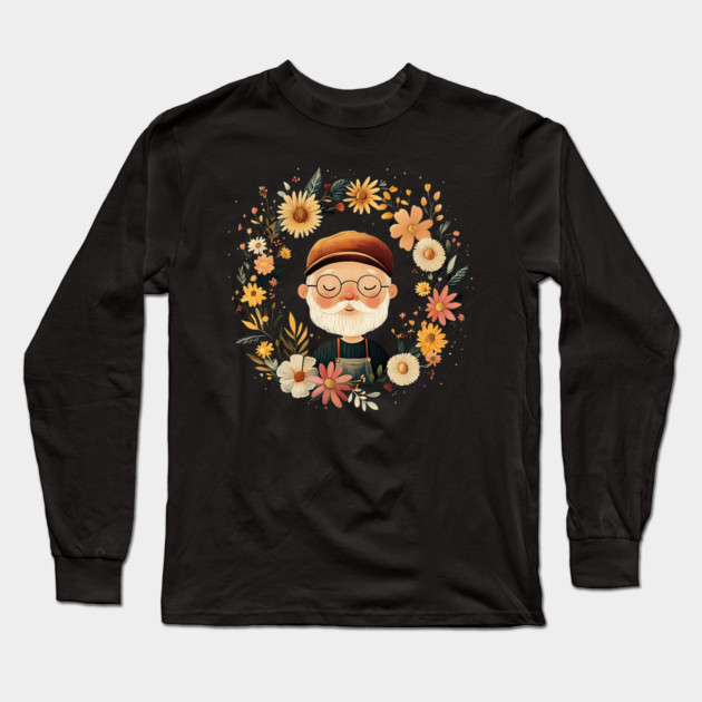 Cozy Grandpa Art – Heartwarming Vintage Illustration Long Sleeve T-Shirt by TuncGK