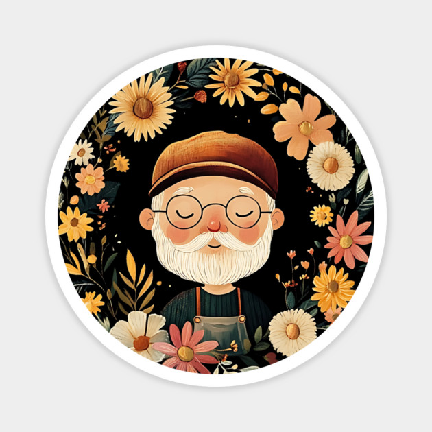 Cozy Grandpa Art – Heartwarming Vintage Illustration Magnet by TuncGK