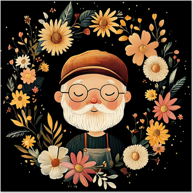 Cozy Grandpa Art – Heartwarming Vintage Illustration Wall Art by TuncGK