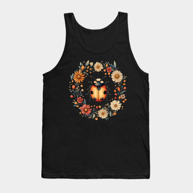 Whimsical Ladybug Art – Lucky Nature-Inspired Design Tank Top by TuncGK