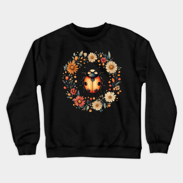 Whimsical Ladybug Art – Lucky Nature-Inspired Design Crewneck Sweatshirt by TuncGK