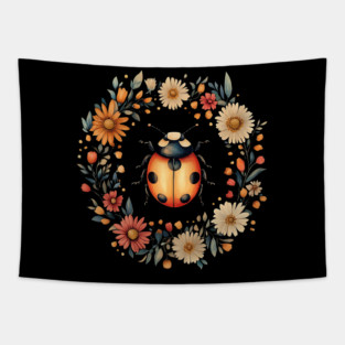 Whimsical Ladybug Art – Lucky Nature-Inspired Design Tapestry