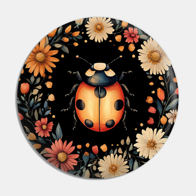 Whimsical Ladybug Art – Lucky Nature-Inspired Design Pin by TuncGK
