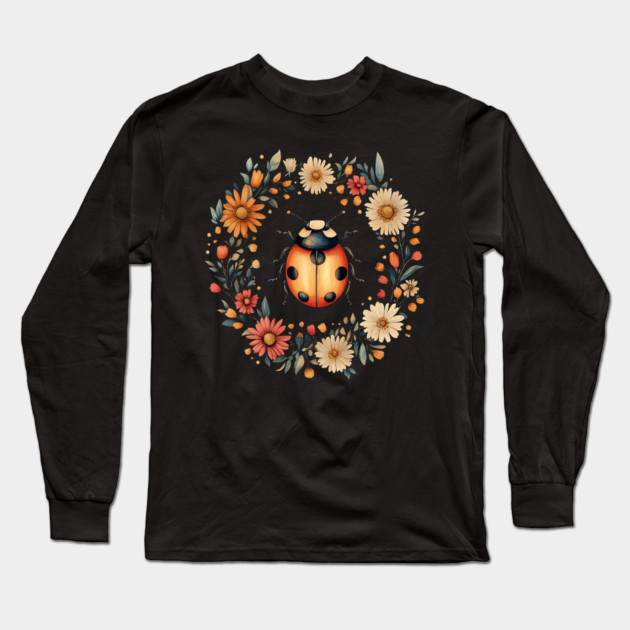 Whimsical Ladybug Art – Lucky Nature-Inspired Design Long Sleeve T-Shirt by TuncGK