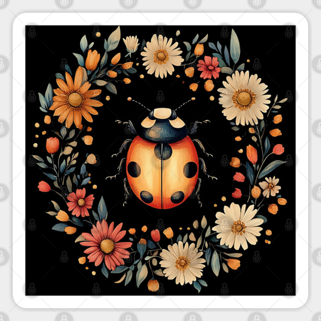 Whimsical Ladybug Art – Lucky Nature-Inspired Design Sticker by TuncGK