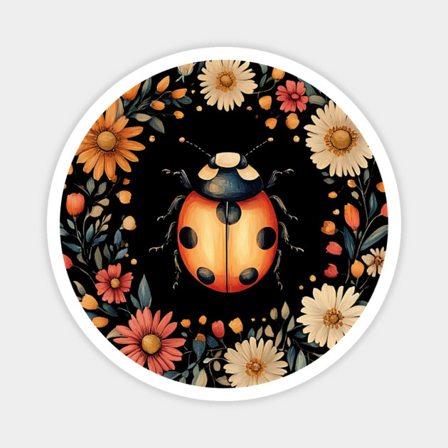 Whimsical Ladybug Art – Lucky Nature-Inspired Design Magnet by TuncGK