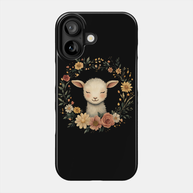 Sweet Lamb Illustration – Gentle Pastoral Animal Art Phone Case by TuncGK