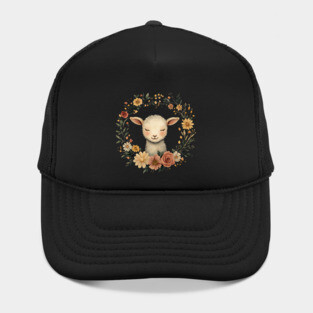 Sweet Lamb Illustration – Gentle Pastoral Animal Art Hat