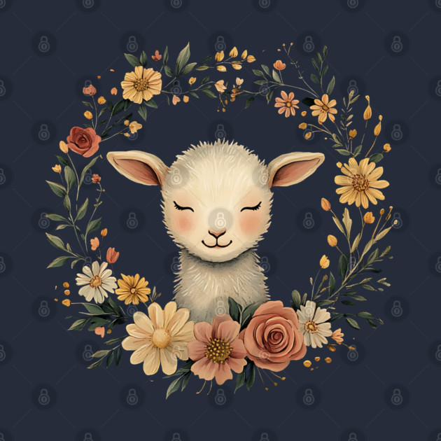 Sweet Lamb Illustration – Gentle Pastoral Animal Art by TuncGK