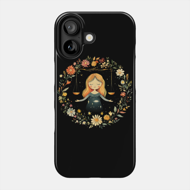 Libra Zodiac Art – Elegant Astrology & Balance Illustration Phone Case by TuncGK