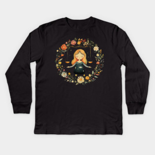 Libra Zodiac Art – Elegant Astrology & Balance Illustration Kids Long Sleeve T-Shirt