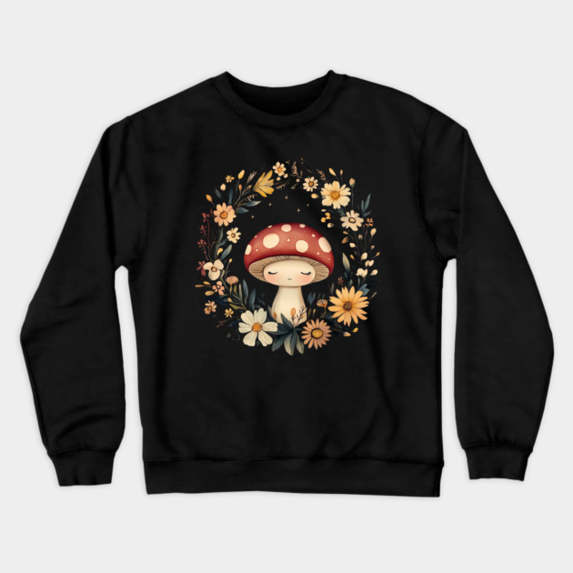 Enchanted Mushroom Art – Whimsical Nature & Forest Design Crewneck Sweatshirt by TuncGK