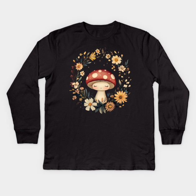 Enchanted Mushroom Art – Whimsical Nature & Forest Design Kids Long Sleeve T-Shirt by TuncGK