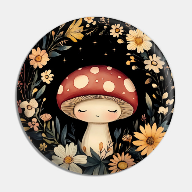 Enchanted Mushroom Art – Whimsical Nature & Forest Design Pin by TuncGK