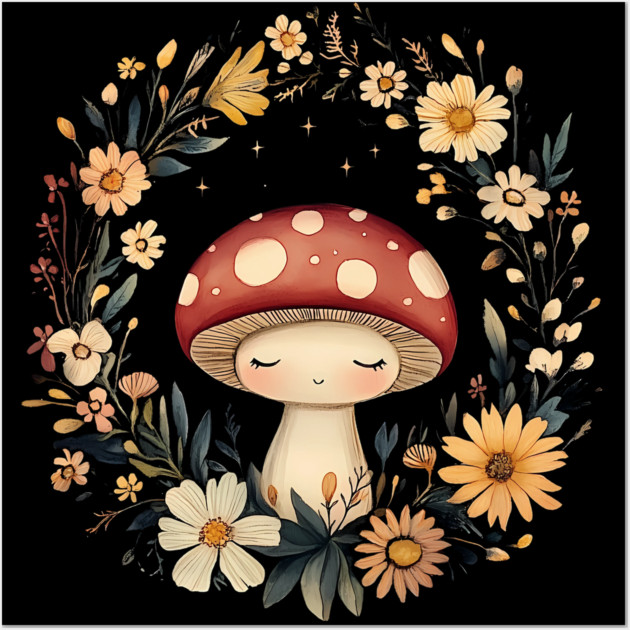 Enchanted Mushroom Art – Whimsical Nature & Forest Design Wall Art by TuncGK
