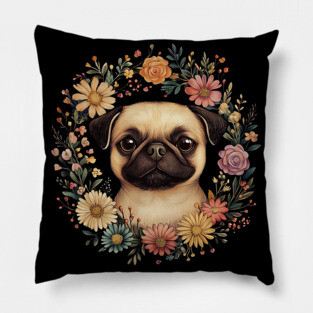 Adorable Pug Art – Funny & Lovable Dog Illustration Pillow
