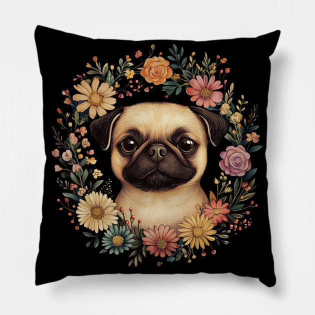 Adorable Pug Art – Funny & Lovable Dog Illustration Pillow by TuncGK