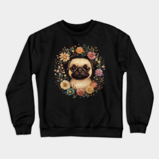 Adorable Pug Art – Funny & Lovable Dog Illustration Crewneck Sweatshirt