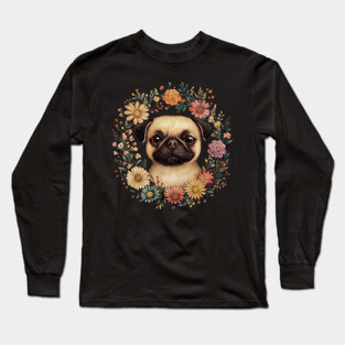 Adorable Pug Art – Funny & Lovable Dog Illustration Long Sleeve T-Shirt