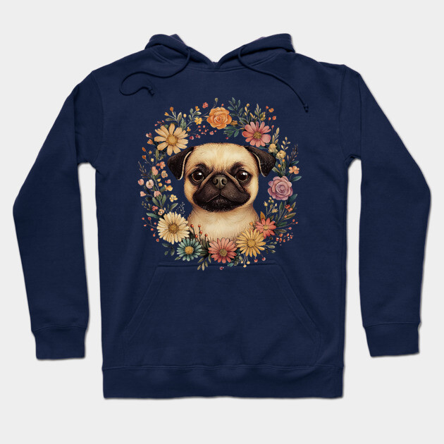 Adorable Pug Art – Funny & Lovable Dog Illustration Hoodie by TuncGK