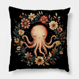 Enchanted Octopus Art – Mystical Deep Sea Creature Illustration Pillow