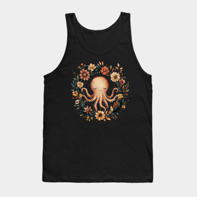 Enchanted Octopus Art – Mystical Deep Sea Creature Illustration Tank Top by TuncGK