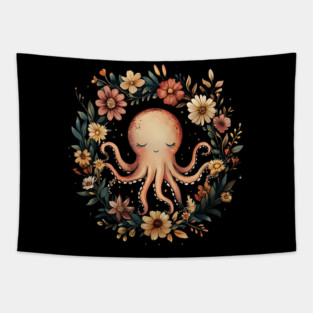 Enchanted Octopus Art – Mystical Deep Sea Creature Illustration Tapestry